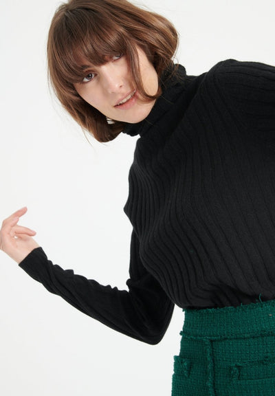 Pull col roulé femme en cachemire noir - LILLY 15