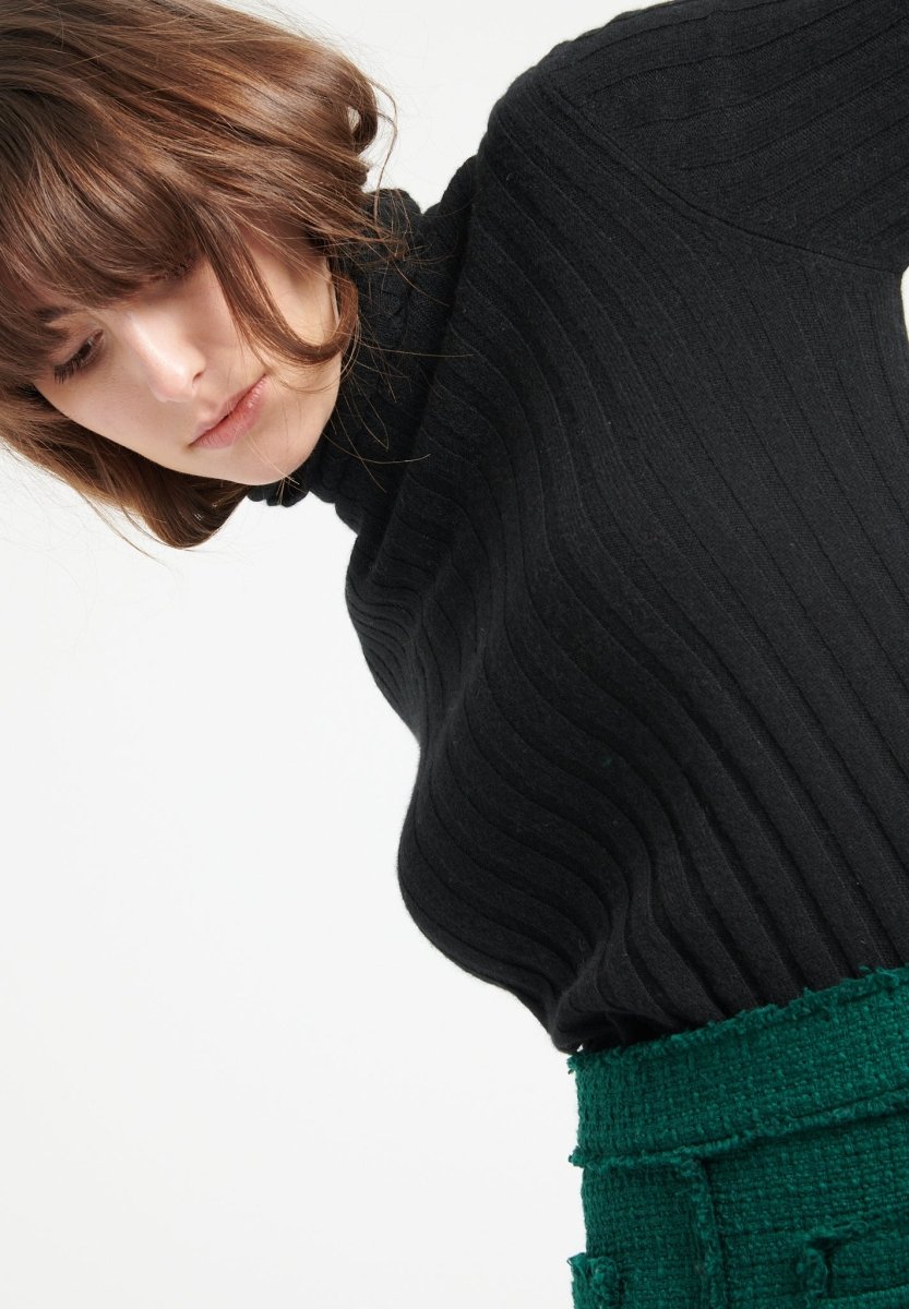 Pull col roulé femme en cachemire noir - LILLY 15
