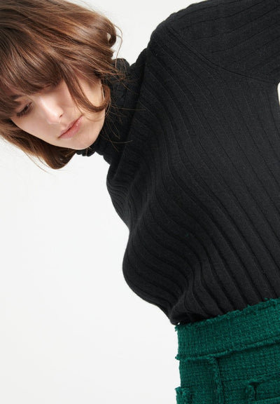Pull col roulé femme en cachemire noir - LILLY 15