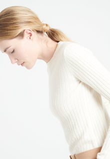 Pull col rond femme en cachemire blanc écru - LILLY 16