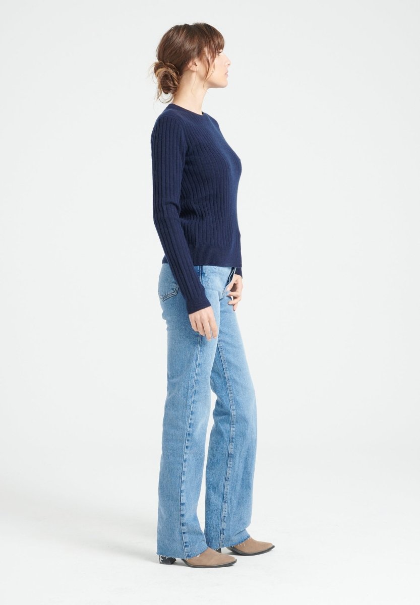 Pull col rond femme en cachemire bleu marine - LILLY 16