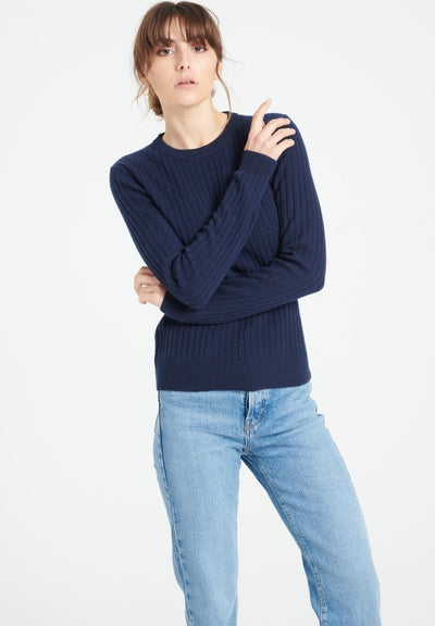 Pull col rond femme en cachemire bleu marine - LILLY 16