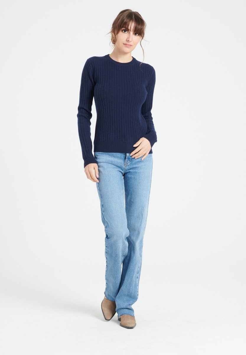 Pull col rond femme en cachemire bleu marine - LILLY 16