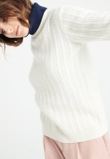 Pull col rond femme en cachemire 4 fils blanc écru - LILLY 29