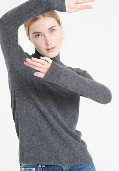 Pull col roulé femme en cachemire gris anthracite - LILLY 3