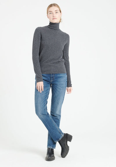 Pull col roulé femme en cachemire gris anthracite - LILLY 3