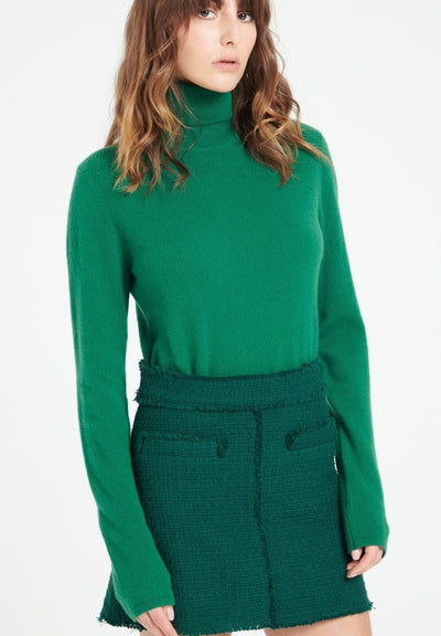 Pull col roulé femme en cachemire vert émeraude - LILLY 3
