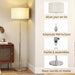 Lampadaire sur pied salon, lampe sur pied dimmable avec télécommande, abat-jour en lin, hauteur réglable 133-168cm, argent Aosom