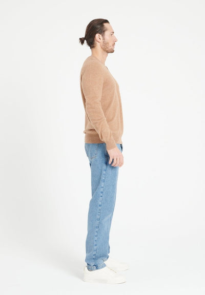 Pull col V homme en cachemire camel - LUKE 1