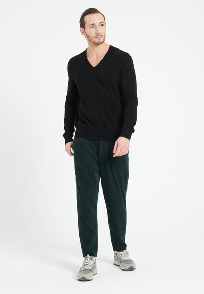 Pull col V homme en cachemire noir - LUKE 1