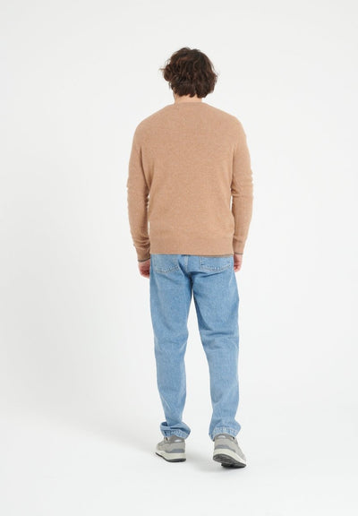Pull col rond homme en cachemire 4 fils camel - LUKE 14