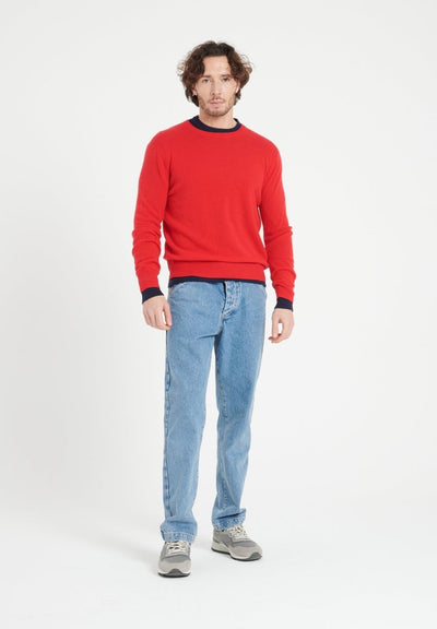 Pull col rond homme en cachemire rouge - LUKE 2