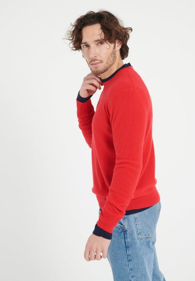 Pull col rond homme en cachemire rouge - LUKE 2