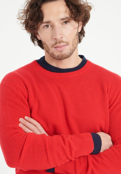 Pull col rond homme en cachemire rouge - LUKE 2
