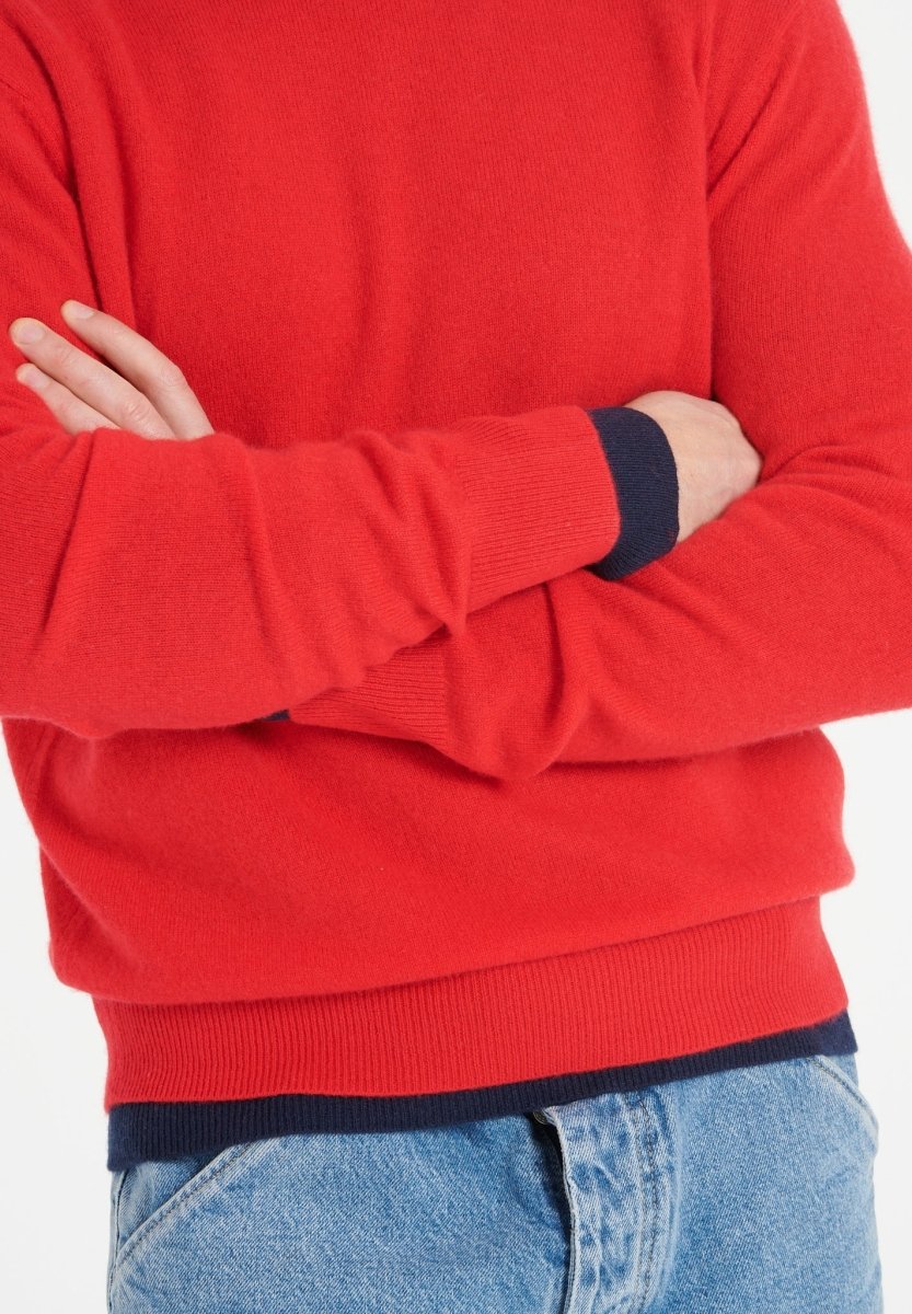 Pull col rond homme en cachemire rouge - LUKE 2