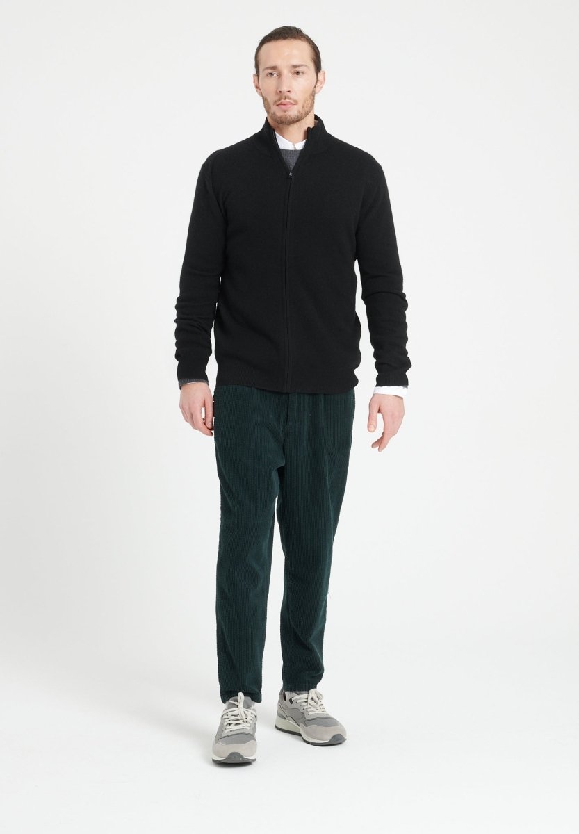 Pull col montant zippé homme en cachemire noir - LUKE 8