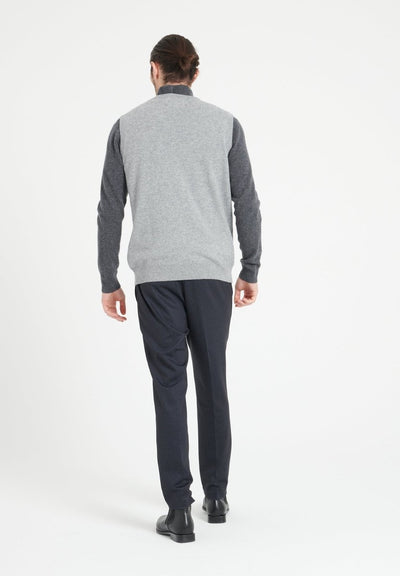 Pull col V sans manches homme en cachemire gris clair - LUKE 9