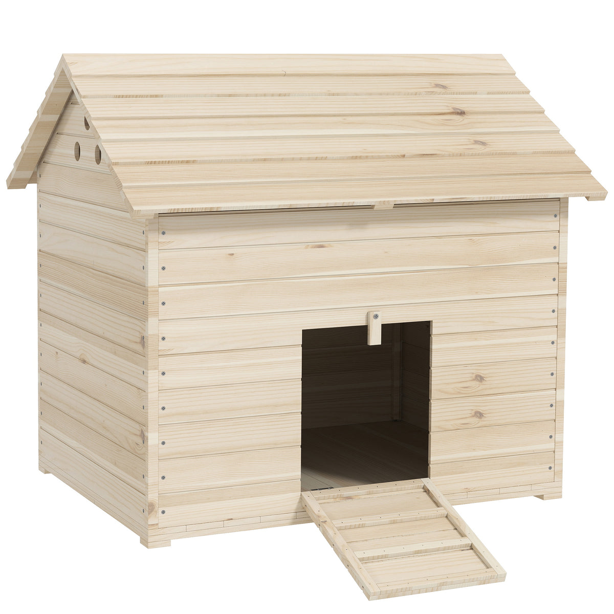 Abri pour canards maison pour canards avec toit ouvrant ventilation et porte-rampe 100 x 82,5 x 91 cm bois naturel