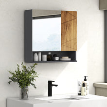 Armoire murale miroir de salle de bain placard de rangement 2 portes 55 x 17 x 55 cm naturel gris foncé