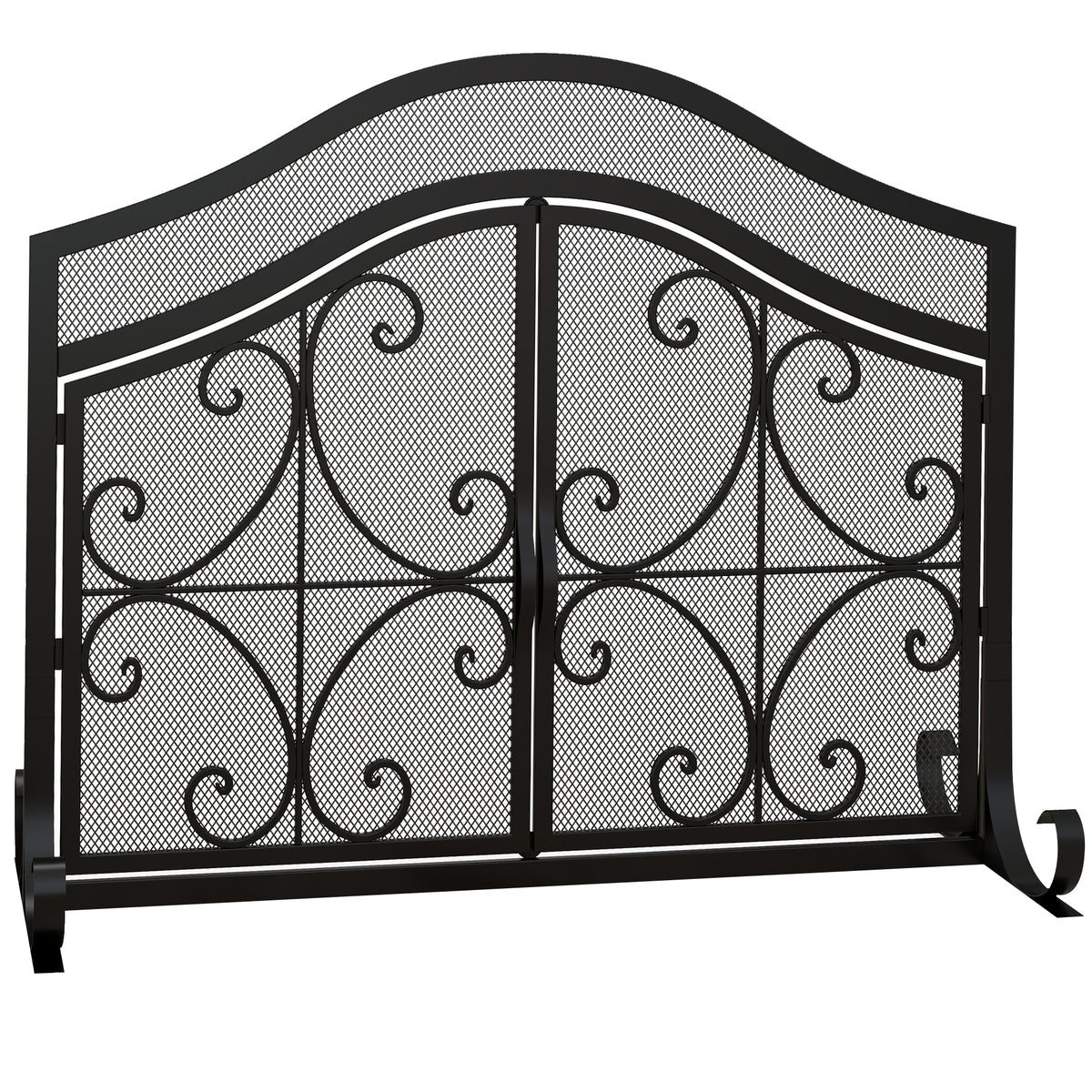 Grille de protection pour cheminée panneau unique en maille d'acier 105 x 40 x 80,5 cm noir