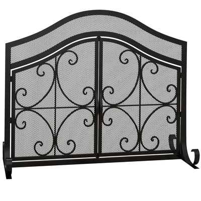 Grille de protection pour cheminée panneau unique en maille d'acier 105 x 40 x 80,5 cm noir