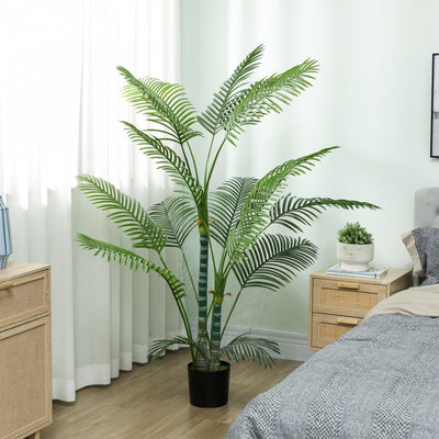 Plante artificielle intérieure 170 cm, palmier arbre artificiel avec pot en plastique et flocage, vert