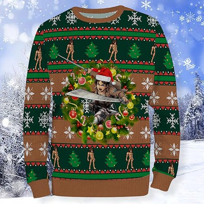 AOT Eren Yaeger Rage Epic Christmas Sweater