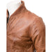 MENS TAN LEATHER BOMBER JACKET BURKE - L