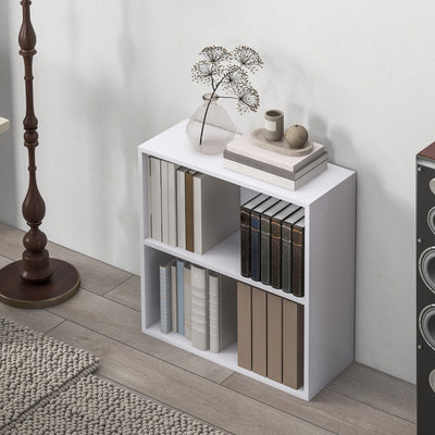 Bibliothèque étagère de rangement avec 2 compartiments et étagère réglable, 60 x 24 x 63 cm, blanc