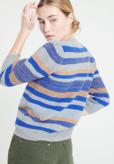 Cardigan col V manches 3/4 femme en cachemire 6 fils multicolore - MIA 11