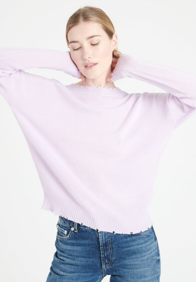 Pull col rond femme en cachemire lilas - MIA 17