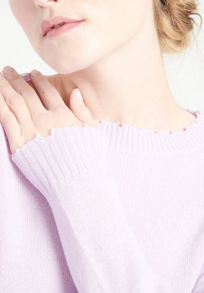 Pull col rond femme en cachemire lilas - MIA 17