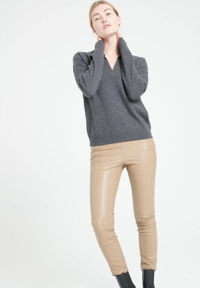 Polo manches longues femme en cachemire gris anthracite - MIA 3