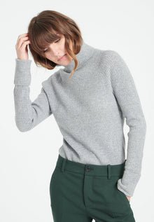 Pull col roulé femme en cachemire gris clair - MIA 5