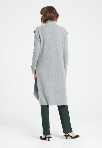 Gilet long sans manches femme en cachemire gris clair - MIA 6