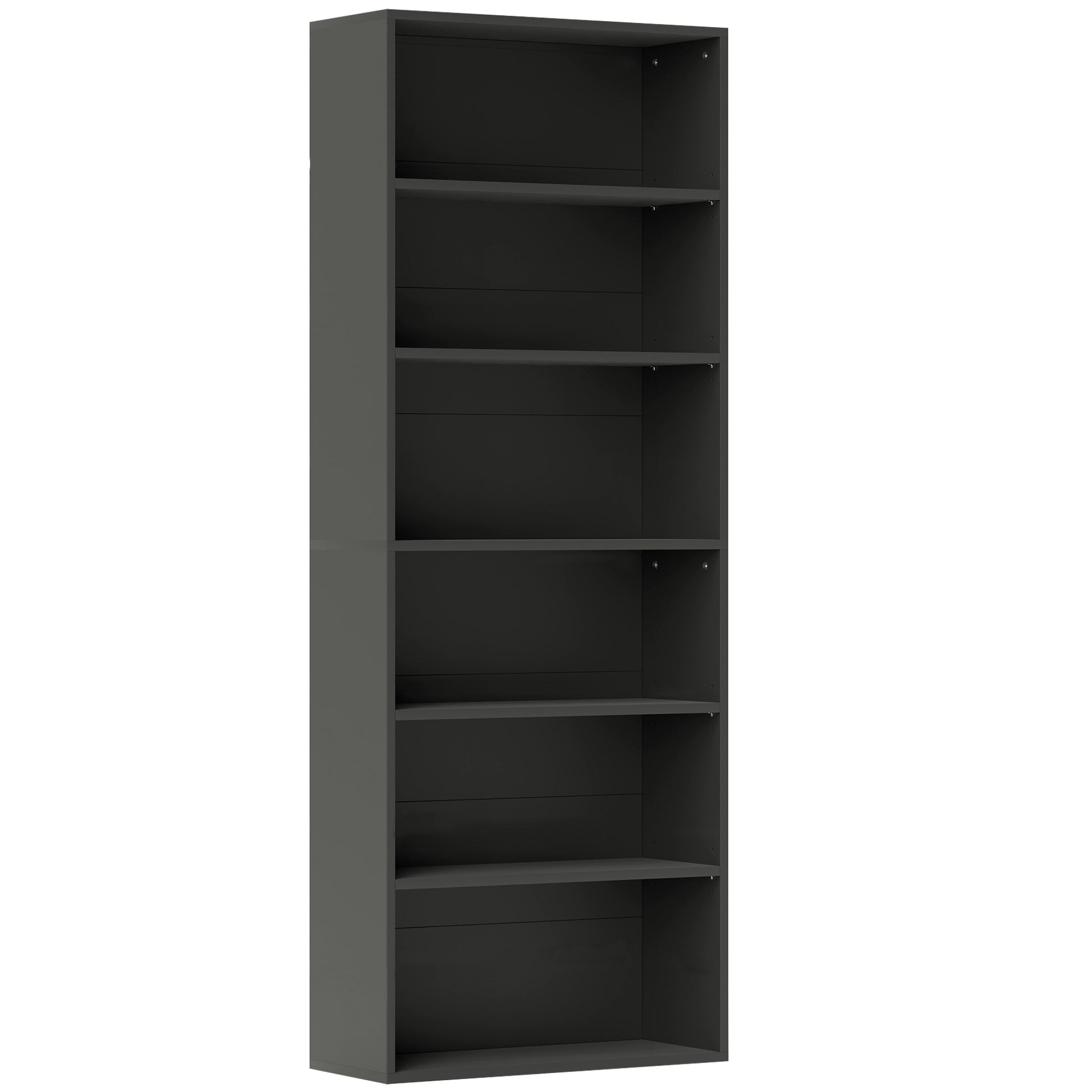 Bibliothèque étagère de rangement 6 niveaux avec étagères réglables pour salon, chambre, bureau, 60x24x158,5cm, noir