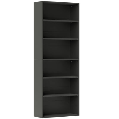 Bibliothèque étagère de rangement 6 niveaux avec étagères réglables pour salon, chambre, bureau, 60x24x158,5cm, noir