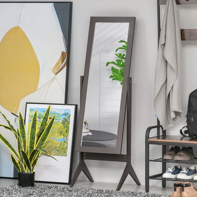 Miroir en Pied Grand Miroir de Sol Inclinaison réglable pour Dressing Chambre dim. 47L x 46l x 148H cm en café