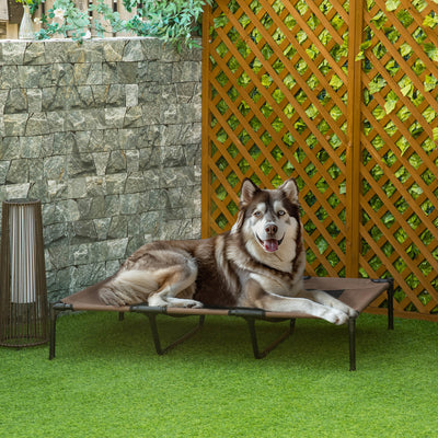 Lit sur pieds XXL pour chien chat lit de camp animal 122L x 92l x 23H cm marron clair