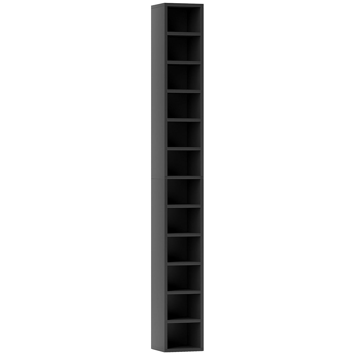 Rangements pour CD et DVD avec 12 compartiments, capacité max. 204 CD, 21 x 20 x 175 cm, noir Aosom