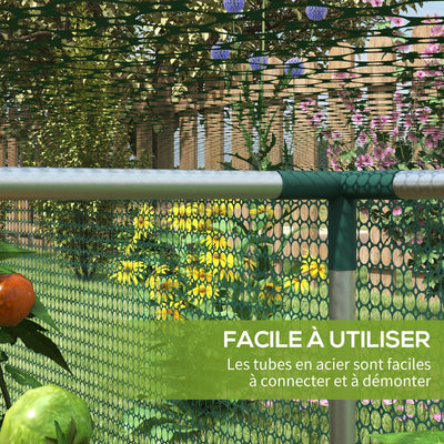 Serre de jardin serre à tomates filet protection porte zippée enroulable HDPE, dim. 125L x 248l x 62,5H cm
