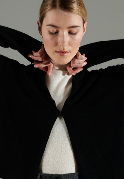 Cardigan col châle femme en cachemire noir - NAMI 2