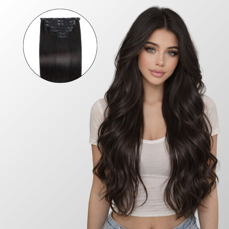 Natural Black (1B) Classic Clip-In Hair Extensions (150g-170g)