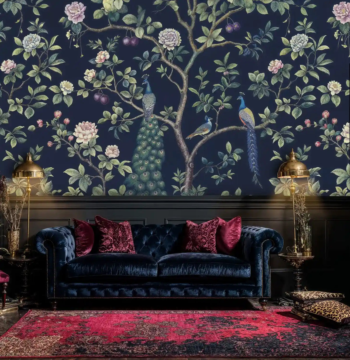 Peacock Garden Botanical Wall Mural