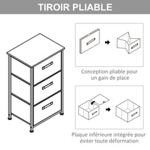 Meuble de rangement chiffonnier moderne 3 tiroirs en tissu, cadre en acier et MDF, 45 x 30 x 71 cm, gris