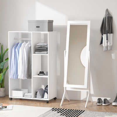 Miroir en Pied Grand Miroir de Sol Inclinaison réglable pour Dressing Chambre dim. 47L x 46l x 148H cm en blanc