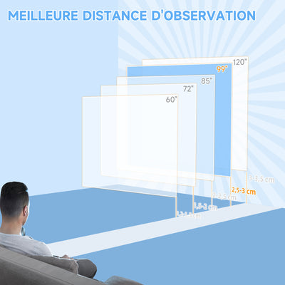 Écran de projection TV et Home Cinema de 99 Pouces vidéo projecteur 1:1 4K HD, 178L x 178H cm