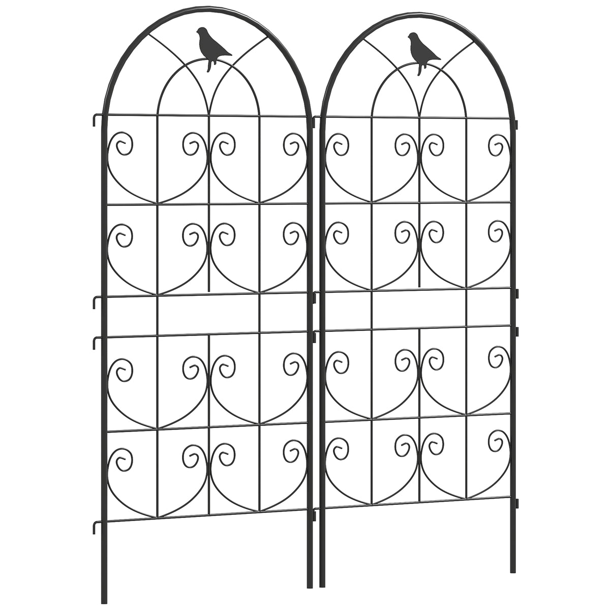 Support pour plantes grimpantes avec oiseaux lot de 2 treillis de jardin pour légume vigne fleur métal 50 x 120 cm noir