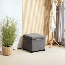 Coffre pouf rangement 30 L avec couvercle amovible, ottoman cube rembourré en velours côtelé, 40 x 40 x 40 cm, gris