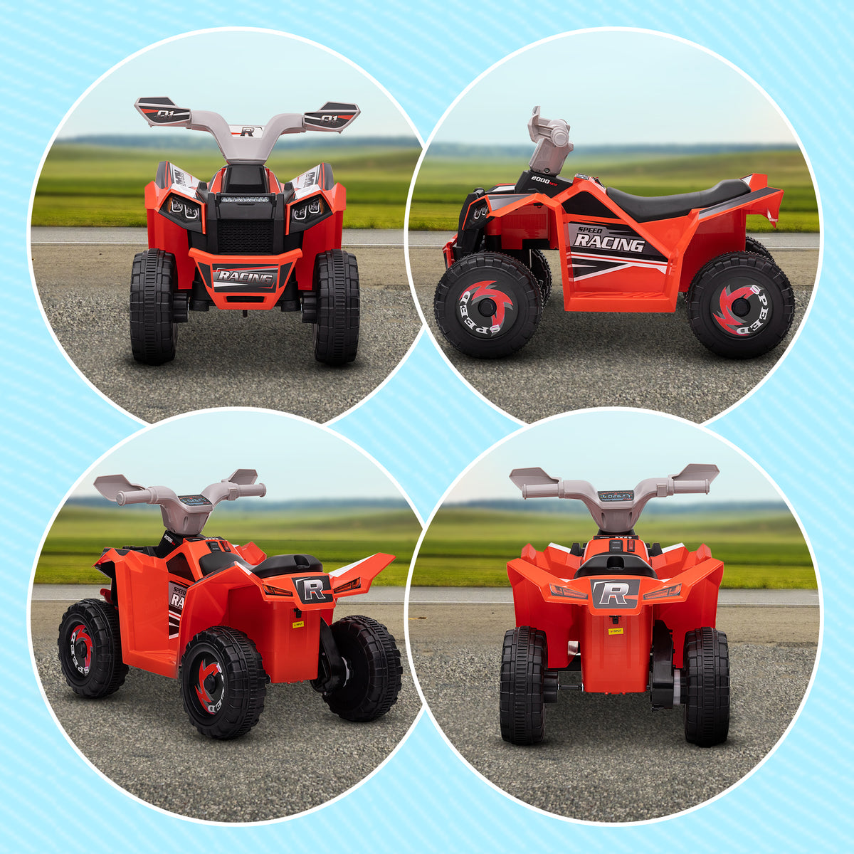 Quad électrique pour enfants véhicule à batterie 6V avec marche avant et arrière 70L x 41,5l x 48,5H cm Rouge
